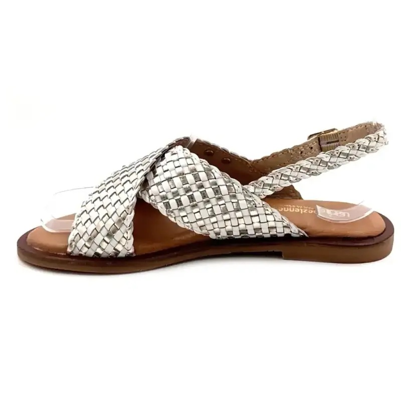 Les Tropeziennes C330896 Doa Piele Împletită Alb și Auriu Ivoire Chaussures