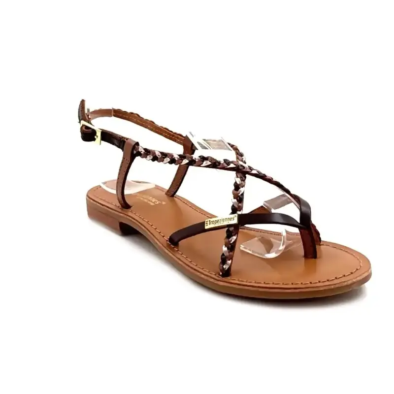 Les Tropeziennes C331339 Monatres Cuir Tressé Multi Marron Ivoire Chaussures