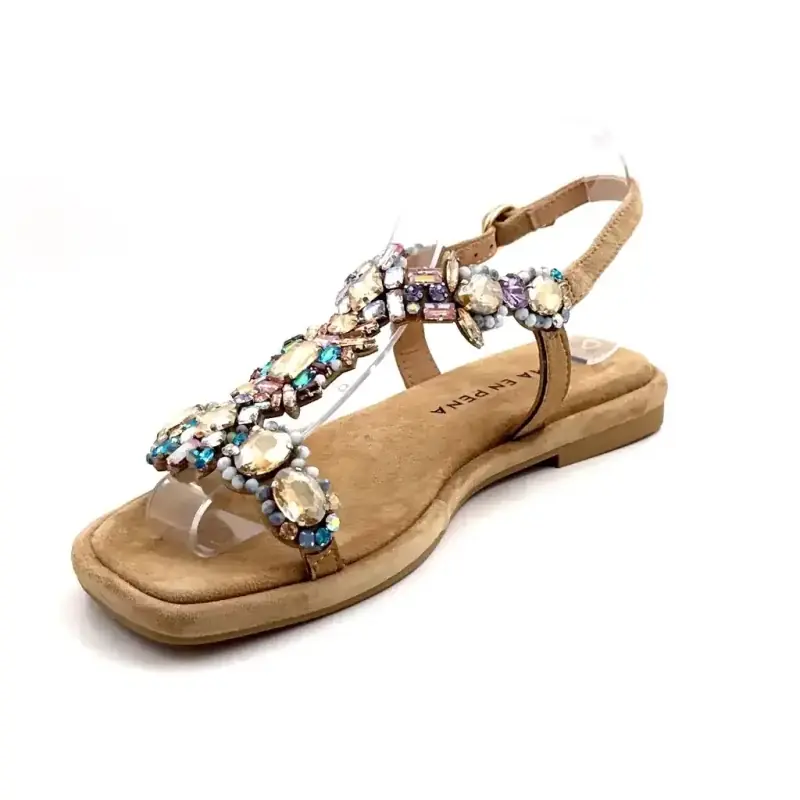 Alma En Pena 8009 Tessuto Sabbia & Strass Ivoire Chaussures