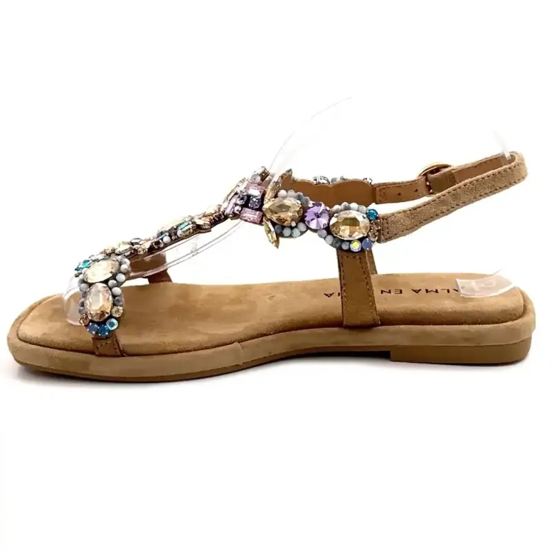 Alma En Pena 8009 Tekstilsand og rhinsten Ivoire Chaussures