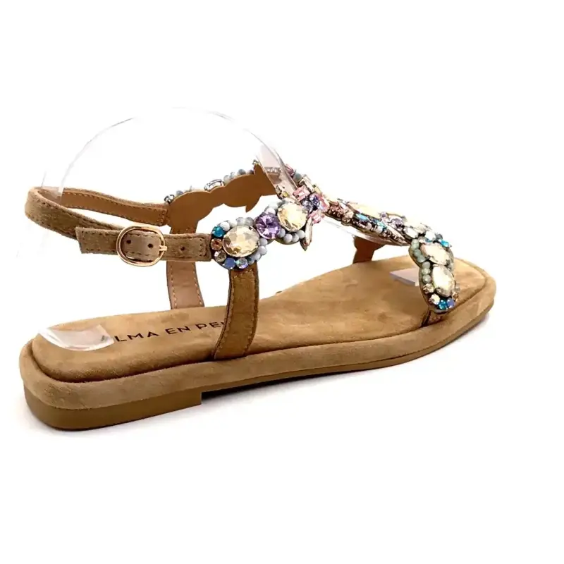 Alma En Pena 8009 Tessuto Sabbia & Strass Ivoire Chaussures