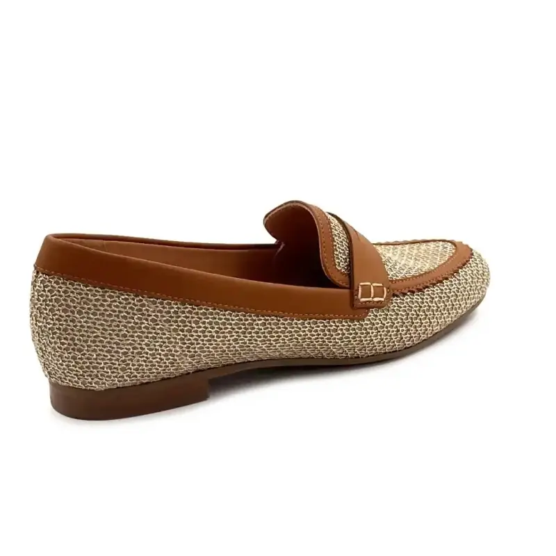 Donna Carolina 57.223.452 Kamelleder & Goldgeflochtenes Metall Ivoire Chaussures