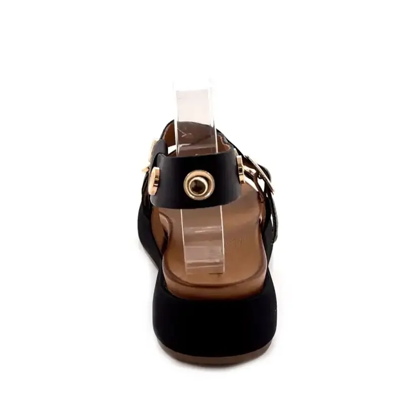 Inuovo A96060 Schwarzes Leder Ivoire Chaussures