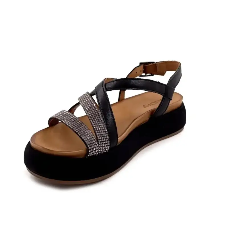 Inuovo A96051 Μαύρο Δέρμα Ivoire Chaussures