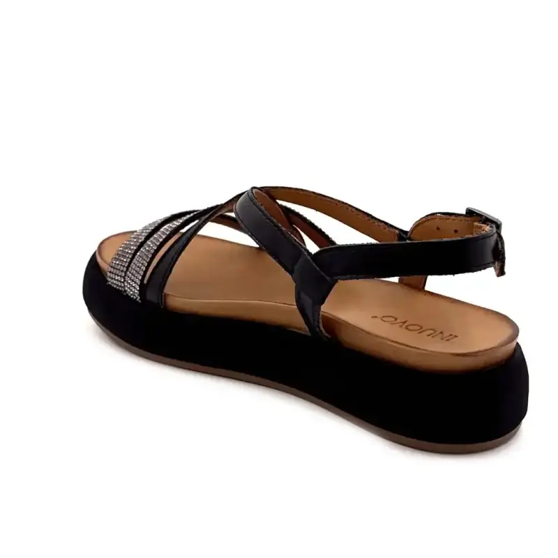 Inuovo A96051 Black Leather Ivoire Chaussures