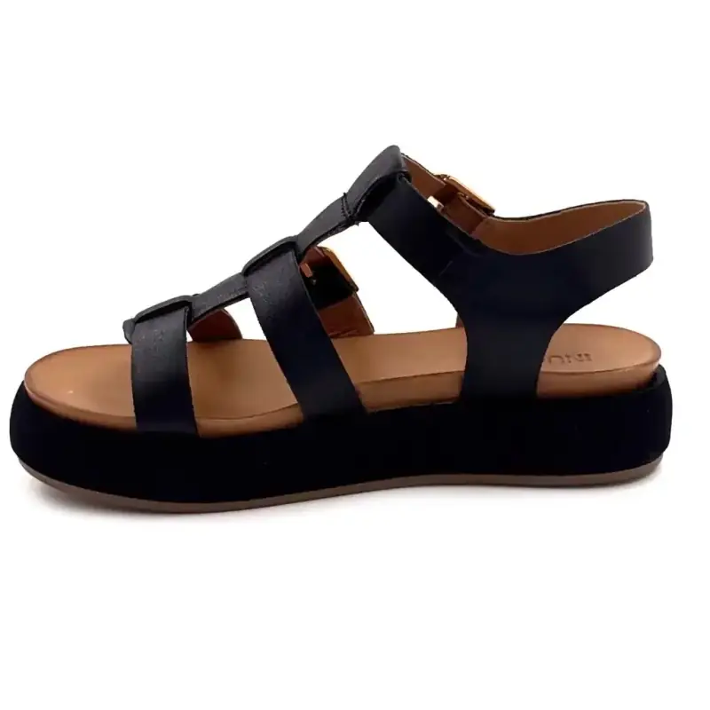 Inuovo A96046 Schwarzes Leder Ivoire Chaussures