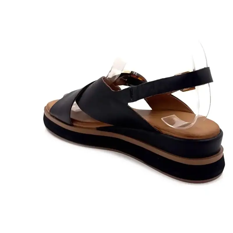 Inuovo 113138 Schwarzes Leder Ivoire Chaussures