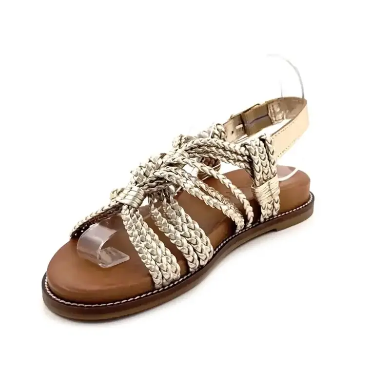 Inuovo h26409 Cuir Tressé Or Ivoire Chaussures