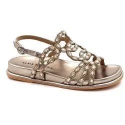 Alma En Pena 7102 Rhinestone Bronze Leather Sandals %price%
