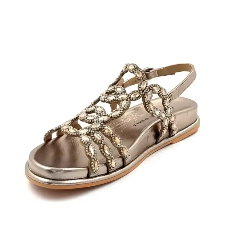 Alma En Pena 7102 Couro com Strass Bronze Ivoire Chaussures