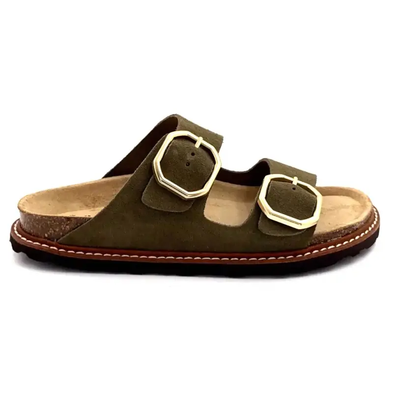 Ivoire sandalen met dubbele gesp 15-71-16170 Khaki leer €&nbsp;79,00