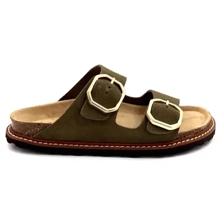 Ivoire sandalen met dubbele gesp 15-71-16170 Khaki leer €&nbsp;79,00