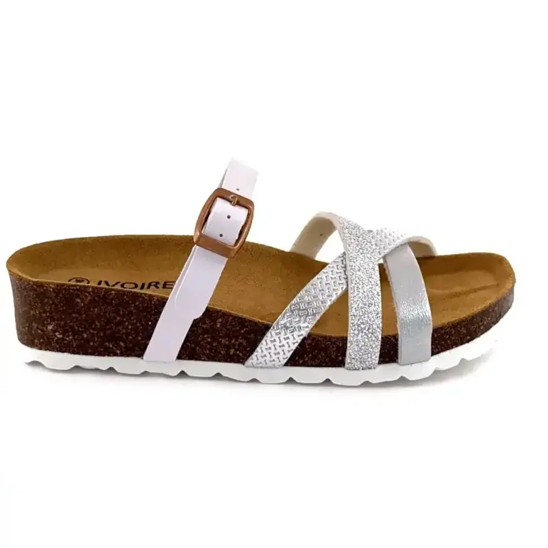 Ivoire Plagettes Mules 15-68-9658 Hvid & Sølv Glitter 65,00&nbsp;€