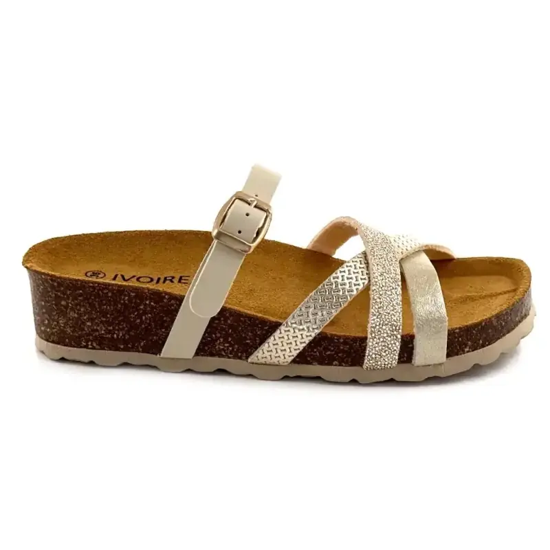 Mules Plagettes Ivoire 15-68-9658 Doré & Beige 65,00&nbsp;€