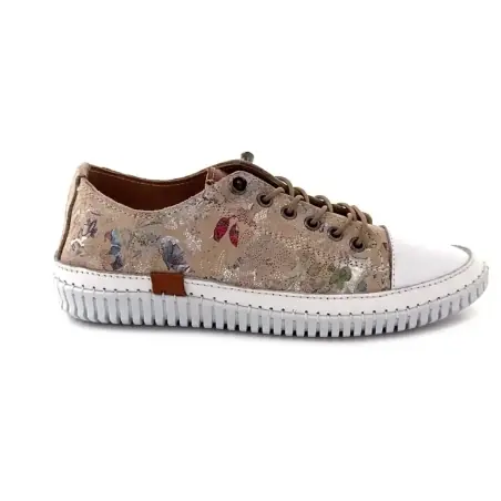 Ivoire 032 162-1 Estampa em Couro Bege e Branco Ivoire Chaussures