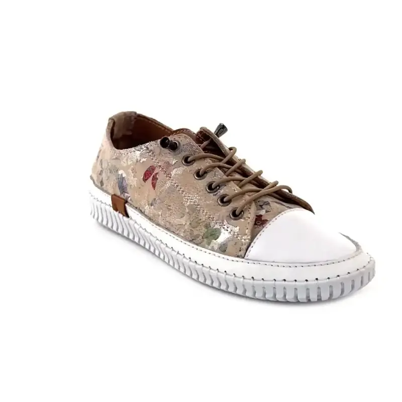 Ivoire 032 162-1 Δερμάτινη εκτύπωση Μπεζ & Λευκό Ivoire Chaussures