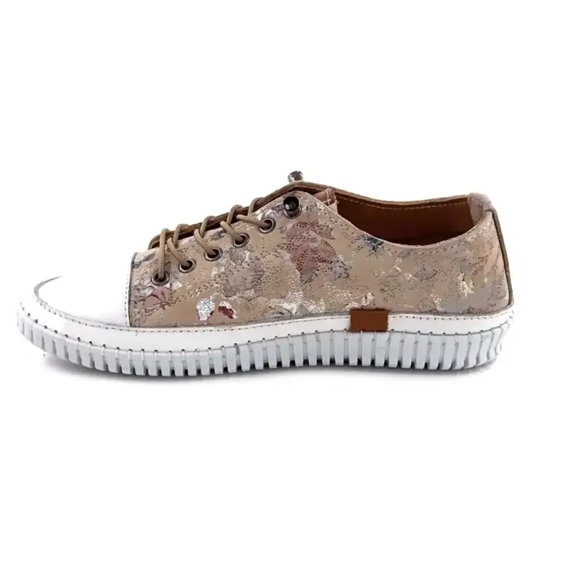Ivoire 032 162-1 Læderprint Beige & Hvid Ivoire Chaussures