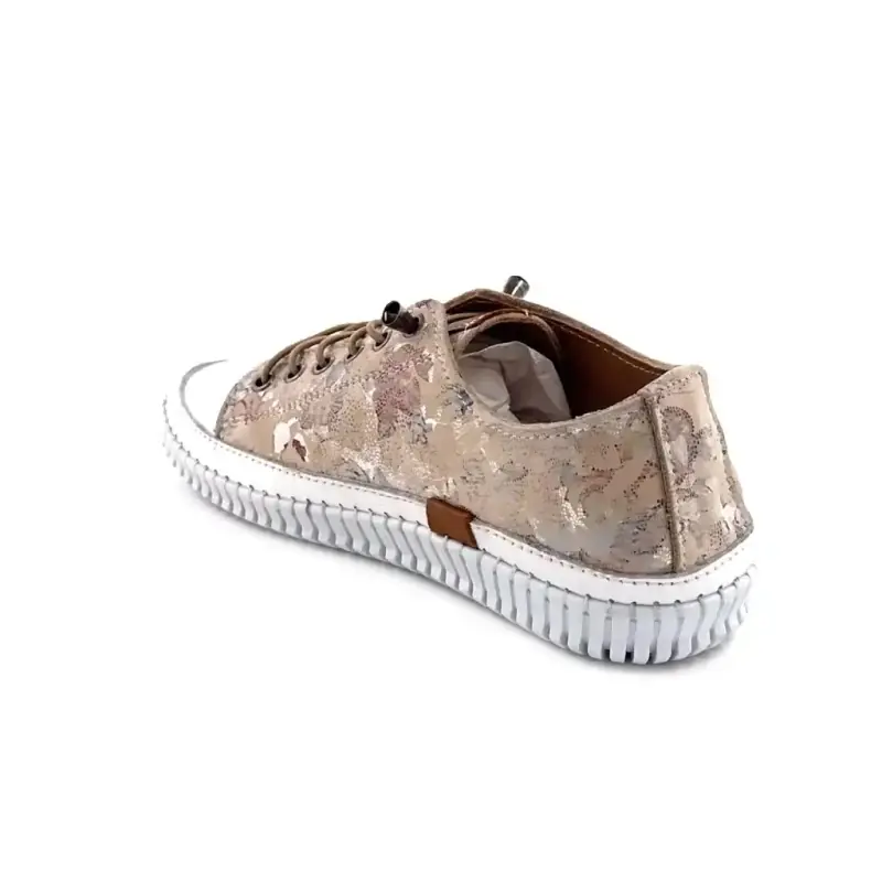 Ivoire 032 162-1 Δερμάτινη εκτύπωση Μπεζ & Λευκό Ivoire Chaussures
