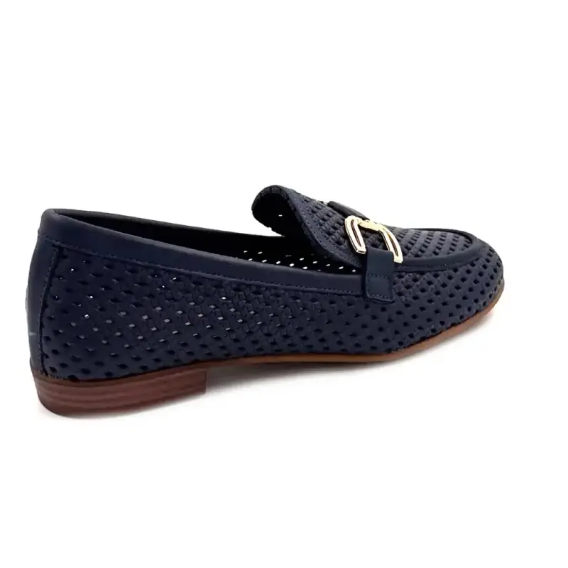 Ivoire 2025 Couro Perfurado Azul Marinho Ivoire Chaussures