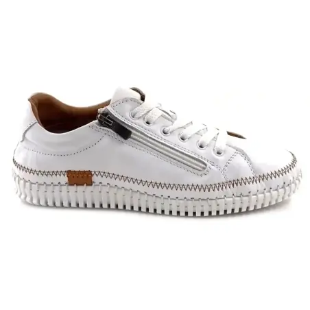 Tênis leves com zíper, Ivoire modelo 139, tamanho 412, em couro branco. 95,00&nbsp;€
