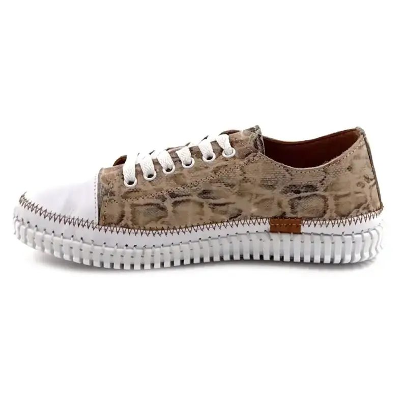 Ivoire 139 409-1 Reptile Pattern Leather Ivoire Chaussures