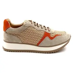 Zapatillas deportivas Ivoire SS26-28, ante beige, naranja y rafia %price%