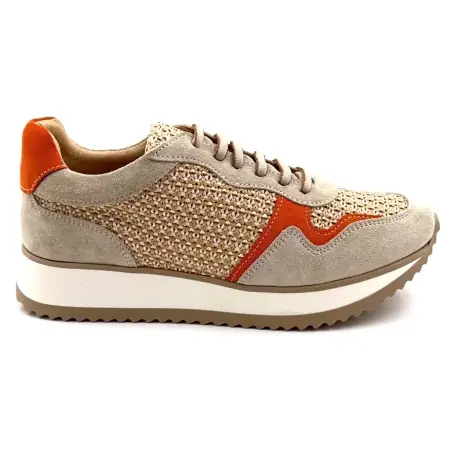 Ivoire hardloopsneakers SS26-28 Beige suède & oranje & raffia €&nbsp;125,00