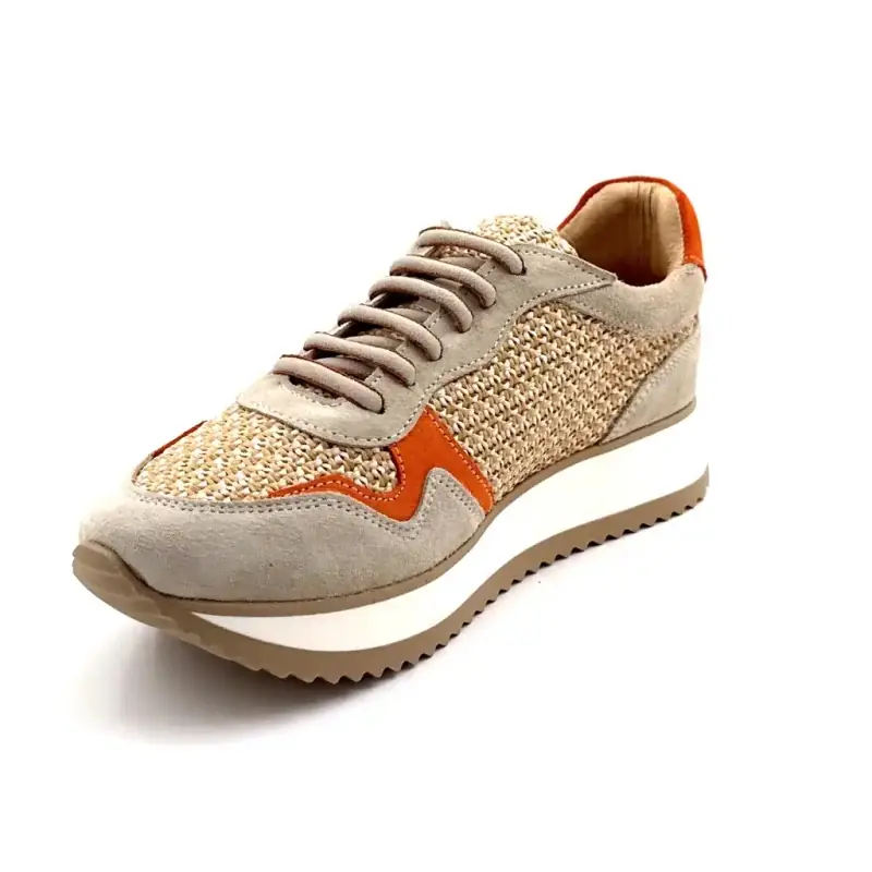 Ivoire Ss26-28 Mocka Beige & Orange & Raffia Ivoire Chaussures