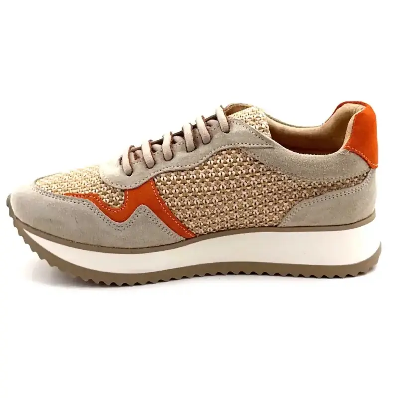 Ivoire Ss26-28 Velúr Bézs & Narancs & Raffia Ivoire Chaussures