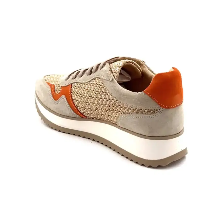 Ivoire Ss26-28 Camurça Bege e Laranja e Ráfia Ivoire Chaussures