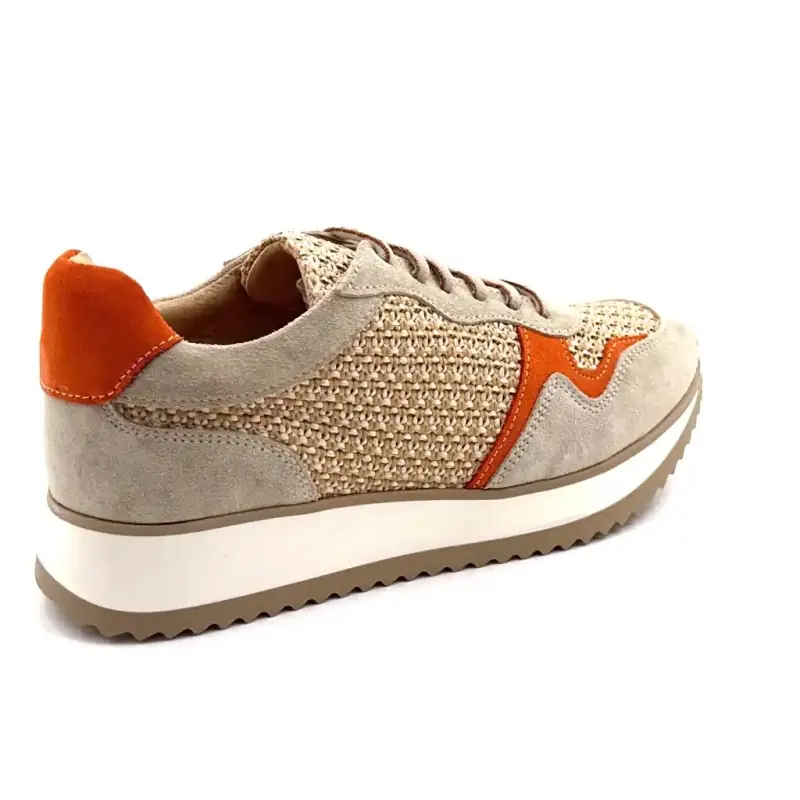 Ivoire Ss26-28 Daim Beige & Orange & Raphia Ivoire Chaussures