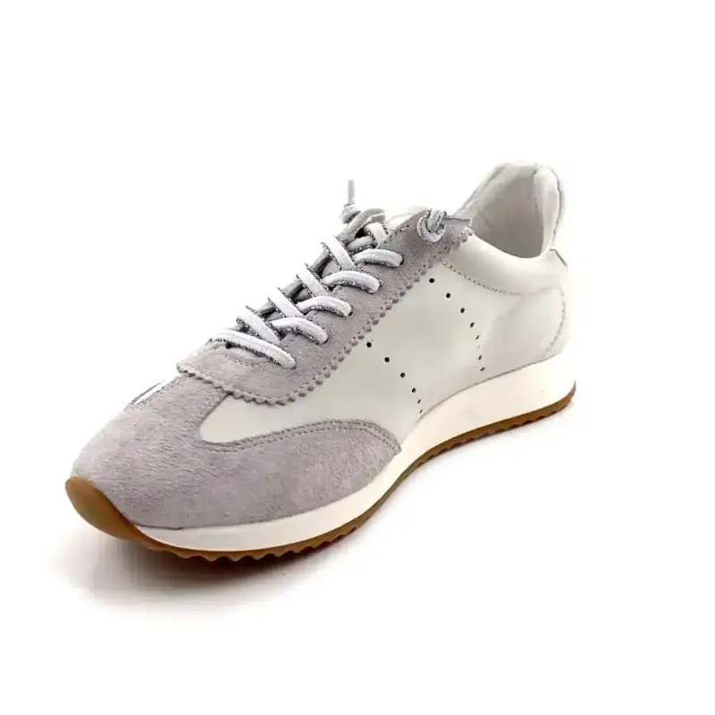 Ivoire Ss26-51 Piele albă și piele întoarsă gri Ivoire Chaussures