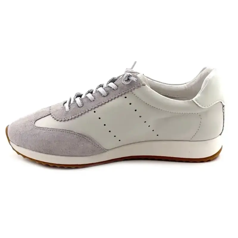 Ivoire Ss26-51 Hvitt skinn og grått semsket skinn Ivoire Chaussures