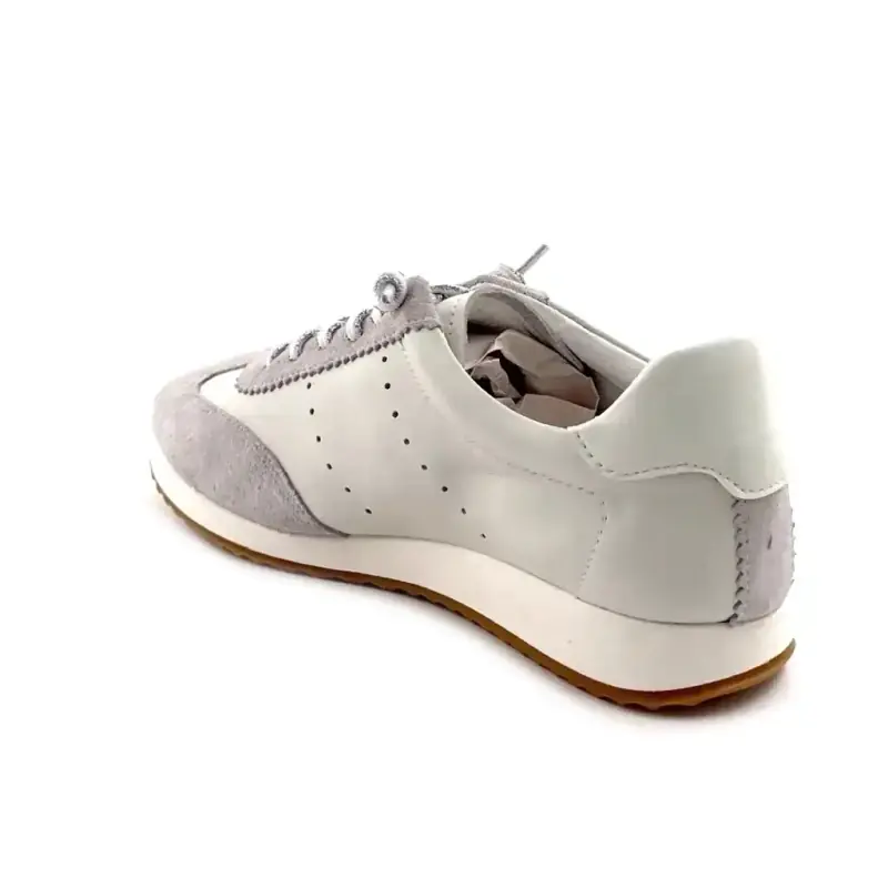 Ivoire Ss26-51 Couro Branco e Camurça Cinza Ivoire Chaussures