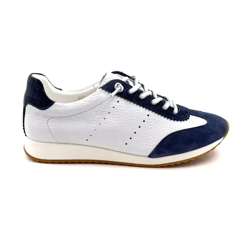 Ivoire Running Shoes SS26-51 White Leather & Blue Suede €119.00