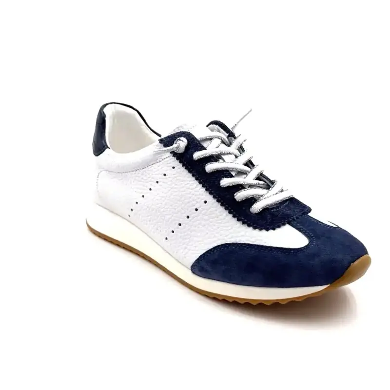 Ivoire SS26-51 Wit leer & Blauw suède Ivoire Chaussures