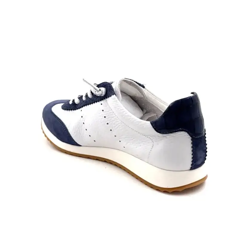 Ivoire SS26-51 Pelle bianca e camoscio blu Ivoire Chaussures