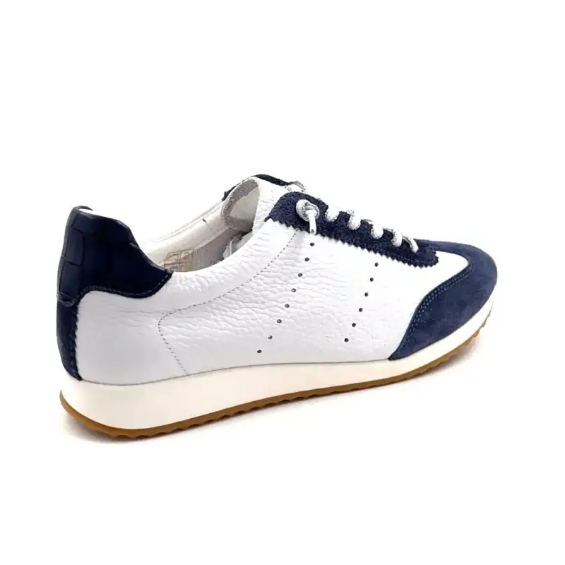 Ivoire SS26-51 Pelle bianca e camoscio blu Ivoire Chaussures