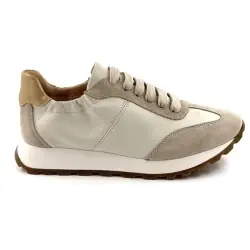 Ivoire Running Sneakers Ss26-11 Beige Leather & Beige Suede %price%