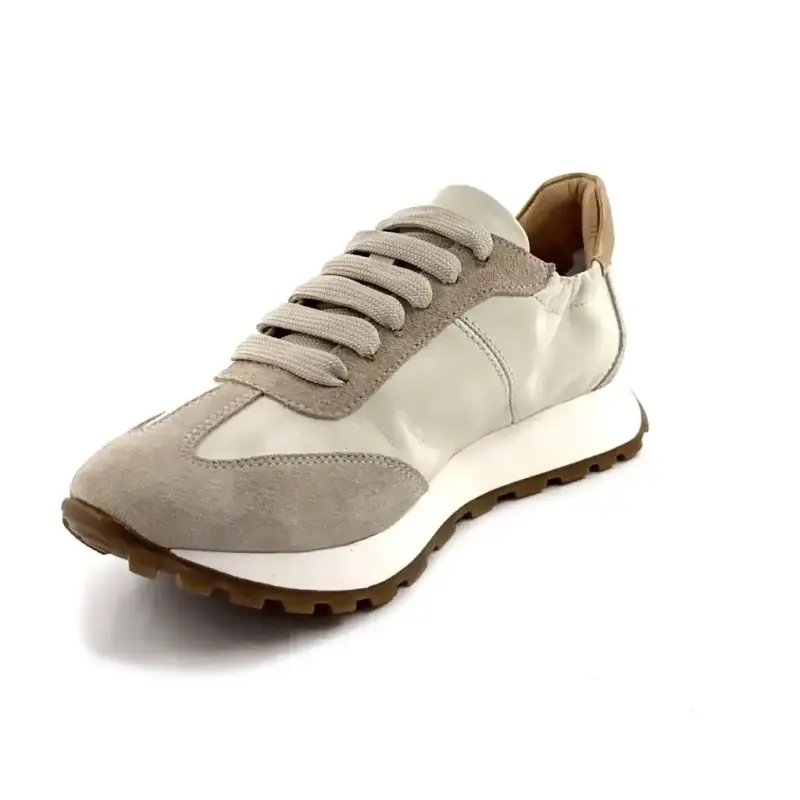Ivoire Ss26-11 Couro Bege e Camurça Bege Ivoire Chaussures