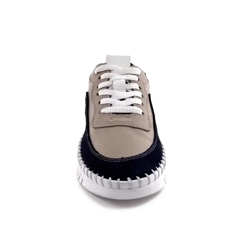 Ivoire 092 1803 Couro e Camurça Taupe, Azul e Branco Ivoire Chaussures