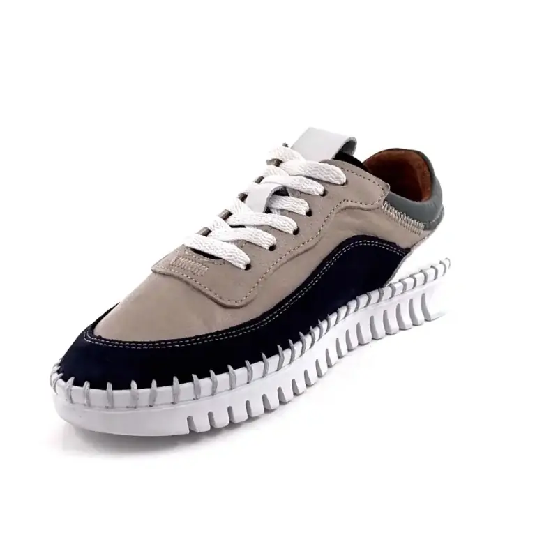 Ivoire 092 1803 Leer & Suède Taupe, Blauw & Wit Ivoire Chaussures