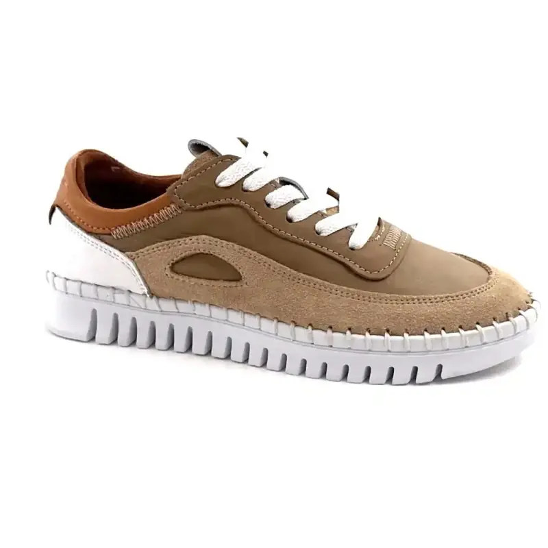 Ivoire 092 1803 Leer & Suède Taupe, Bruin & Camel Ivoire Chaussures