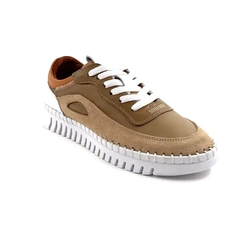 Ivoire 092 1803 Cuir & Daim Taupe, Marron & Camel Ivoire Chaussures