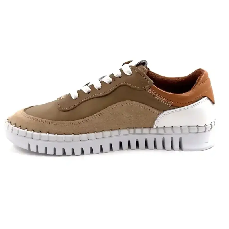 Ivoire 092 1803 Pelle e camoscio Tortora, Marrone e Cammello Ivoire Chaussures