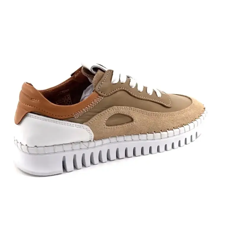 Ivoire 092 1803 Leer & Suède Taupe, Bruin & Camel Ivoire Chaussures
