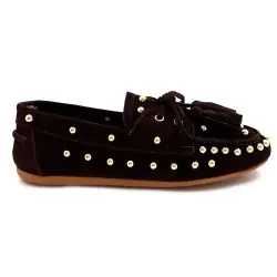 Mocasín Ivoire Mr6511, ante marrón y remaches dorados %price%