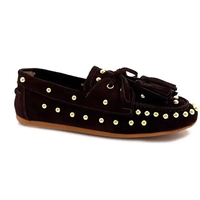 Ivoire Mr6511 Bruin suède & gouden klinknagel Ivoire Chaussures