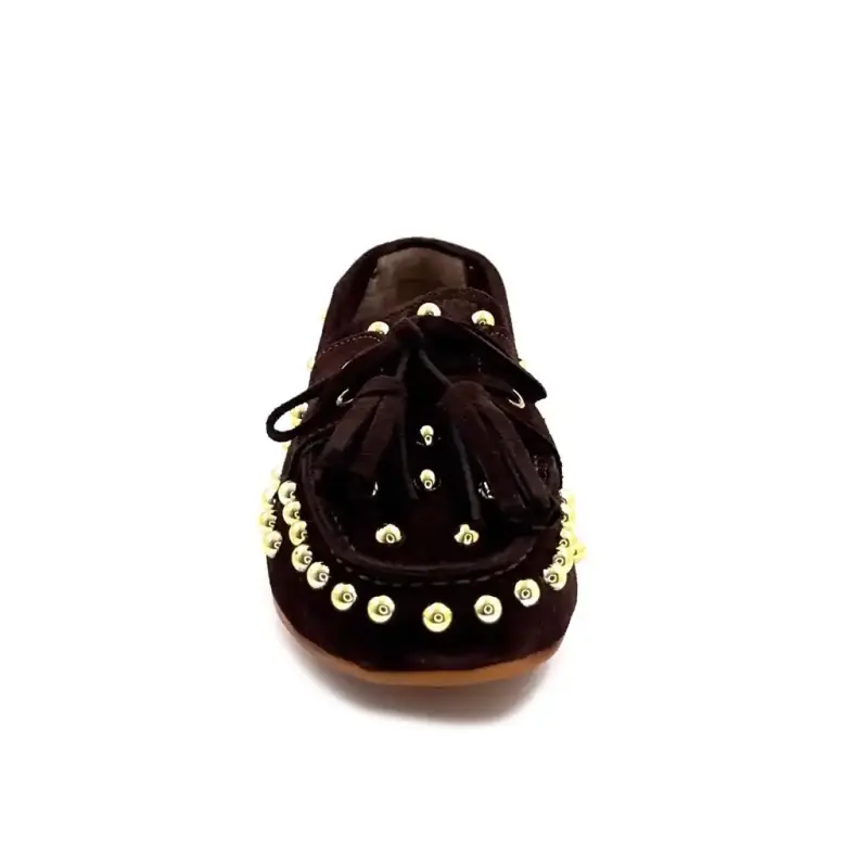 Ivoire Mr6511 Braunes Wildleder & Goldnieten Ivoire Chaussures
