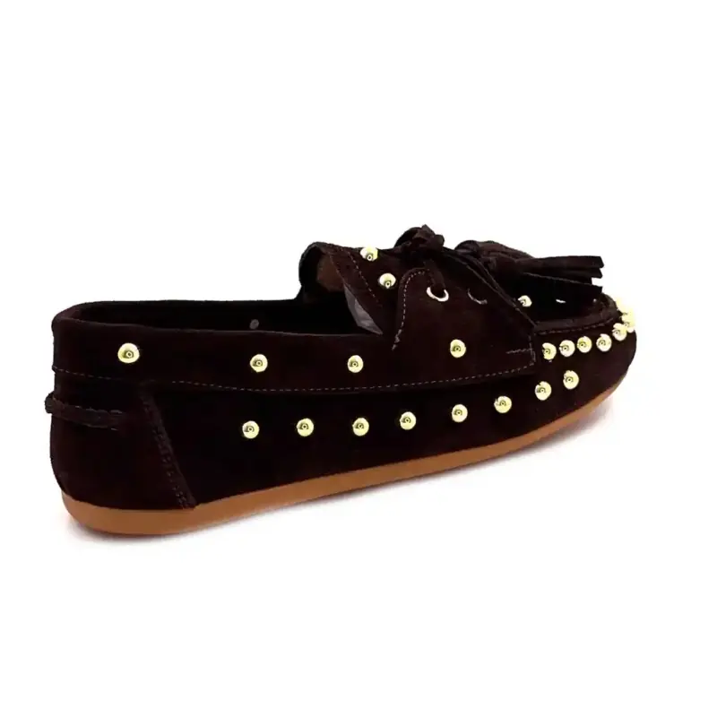 Ivoire Mr6511 Daim Marron & Rivet Doré Ivoire Chaussures
